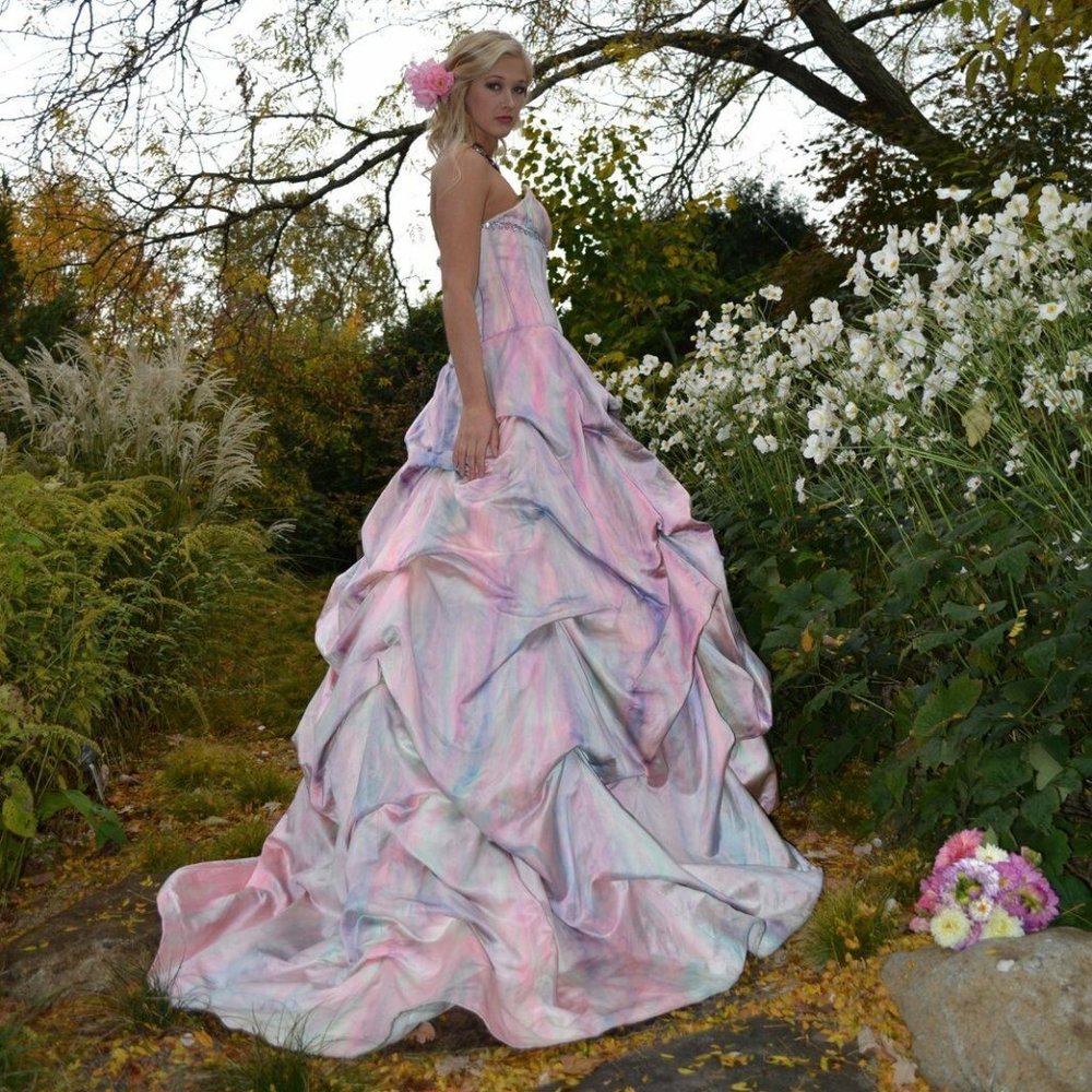 Silk Wedding Dress Gown ivory pink Blush 2 4 6 8 10 12 small medium purple dyed